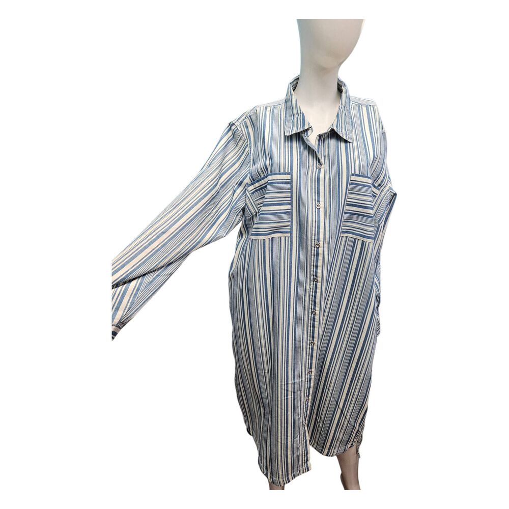 Given Kate Blue Striped Shirt Dress Womens Size 2XL